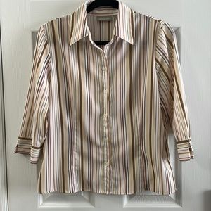 Button front striped blouse